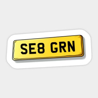 SE8 GRN Greenwich Number Plate Sticker